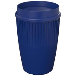 Obrázky: Rýhovaný hrnek 350ml s 360° víčkem, rec.plast,modrá