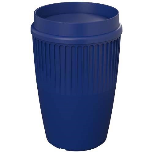 Obrázky: Rýhovaný hrnek 350ml s 360° víčkem, rec.plast,modrá
