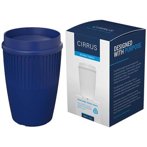 Obrázky: Rýhovaný hrnek 350ml s 360° víčkem, rec.plast,modrá, Obrázek 4