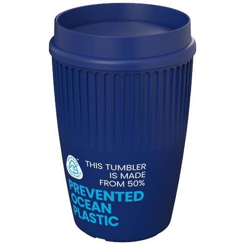 Obrázky: Rýhovaný hrnek 350ml s 360° víčkem, rec.plast,modrá, Obrázek 8
