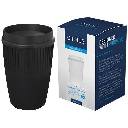 Obrázky: Rýhovaný hrnek 350ml s 360° víčkem, rec.plast,černá, Obrázek 4