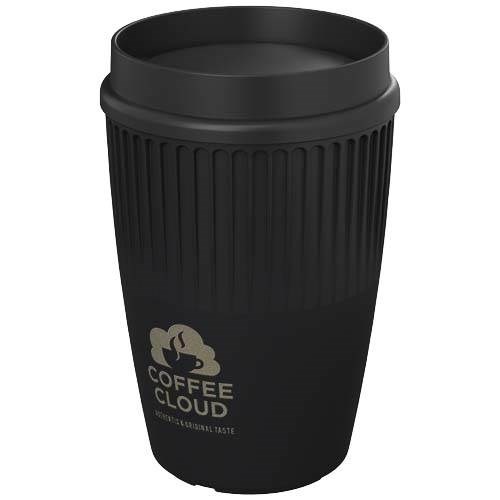 Obrázky: Rýhovaný hrnek 350ml s 360° víčkem, rec.plast,černá, Obrázek 5