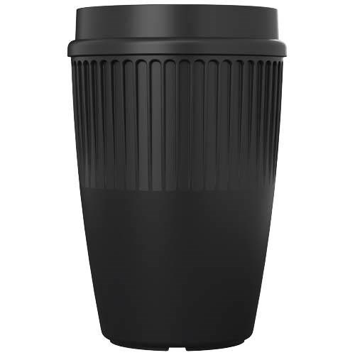 Obrázky: Rýhovaný hrnek 350ml s 360° víčkem, rec.plast,černá, Obrázek 6