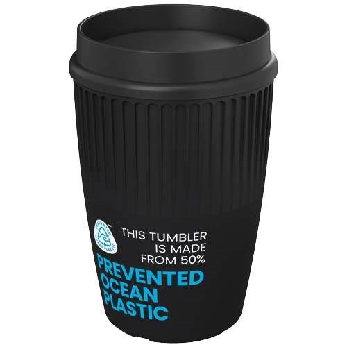 Obrázky: Rýhovaný hrnek 350ml s 360° víčkem, rec.plast,černá, Obrázek 8