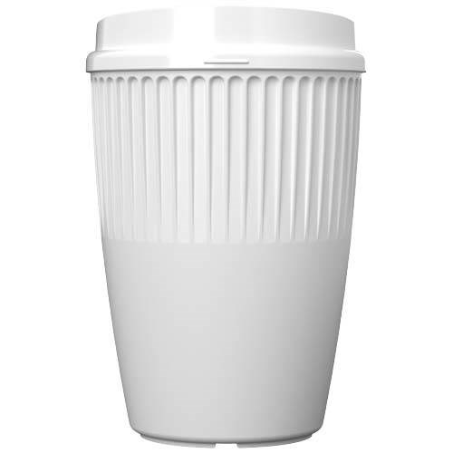 Obrázky: Rýhovaný hrnek 350 ml s víčkem, rec. plast, bílá, Obrázek 6