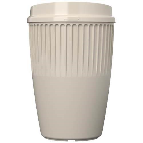 Obrázky: Rýhovaný hrnek 350 ml s víčkem, rec. plast, béžová, Obrázek 6