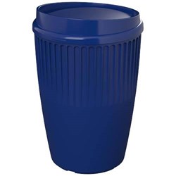 Obrázky: Rýhovaný hrnek 350 ml s víčkem, rec. plast, modrá