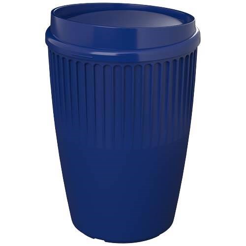 Obrázky: Rýhovaný hrnek 350 ml s víčkem, rec. plast, modrá