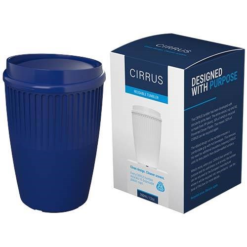 Obrázky: Rýhovaný hrnek 350 ml s víčkem, rec. plast, modrá, Obrázek 4