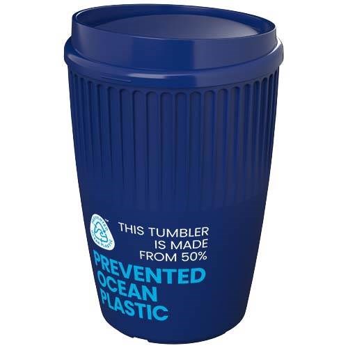 Obrázky: Rýhovaný hrnek 350 ml s víčkem, rec. plast, modrá, Obrázek 8