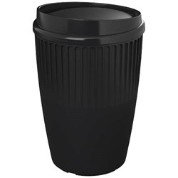 Obrázky: Rýhovaný hrnek 350 ml s víčkem, rec. plast, černá