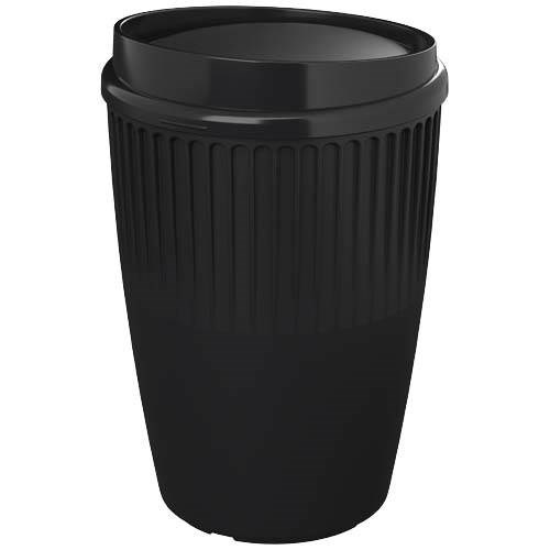 Obrázky: Rýhovaný hrnek 350 ml s víčkem, rec. plast, černá