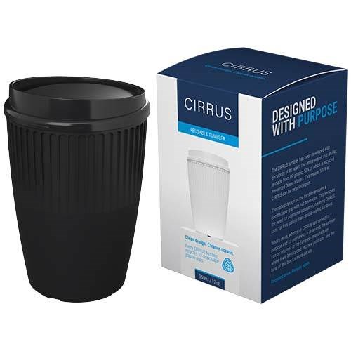 Obrázky: Rýhovaný hrnek 350 ml s víčkem, rec. plast, černá, Obrázek 4