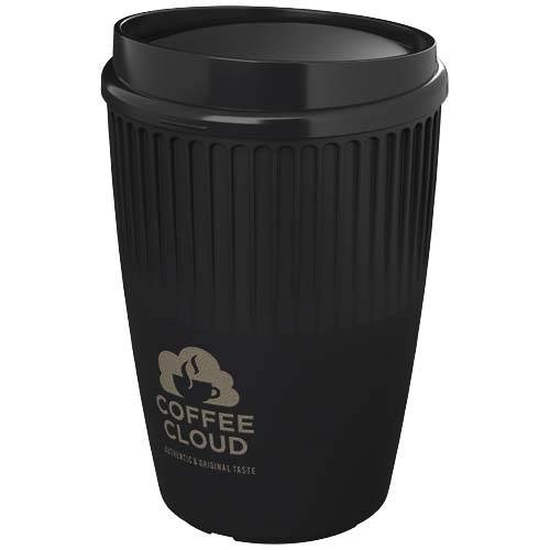 Obrázky: Rýhovaný hrnek 350 ml s víčkem, rec. plast, černá, Obrázek 5