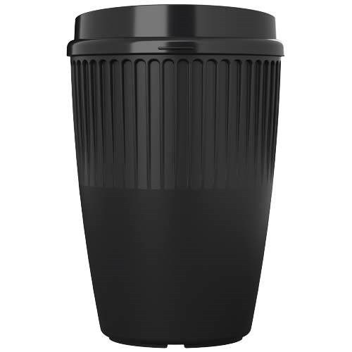 Obrázky: Rýhovaný hrnek 350 ml s víčkem, rec. plast, černá, Obrázek 6