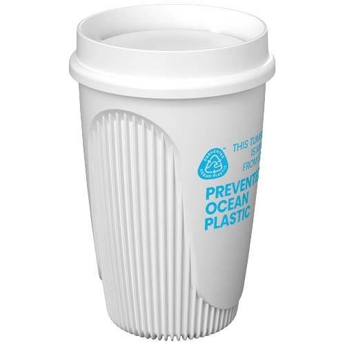 Obrázky: Hrnek 350ml s 360° víčkem, rec.plast, bílá, Obrázek 8