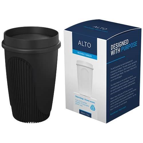 Obrázky: Hrnek 350ml s 360° víčkem, rec.plast, černá, Obrázek 4