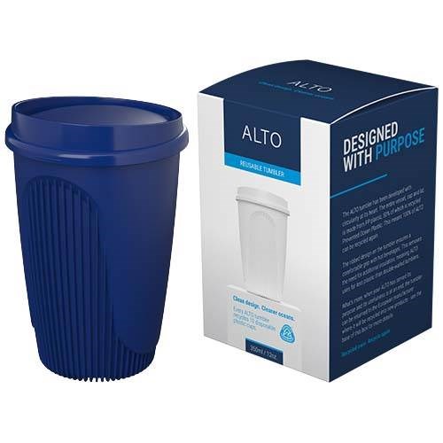 Obrázky: Hrnek 350 ml s víčkem, rec. plast, modrá, Obrázek 4
