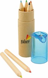 Zobrazit detaily pro Sada 6 dřev. pastelek v boxu s ořezávátkem,modré Obrázky: Sada 6 dřev. pastelek v boxu s ořezávátkem,modré