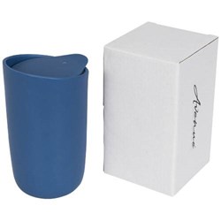 Obrázky: Modrý dvouplášťový keramický hrnek, 410 ml