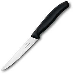 Zobrazit detaily pro Černý steakový nůž VICTORINOX 11cm,vlnky Obrázky: Černý steakový nůž VICTORINOX 11cm,vlnky
