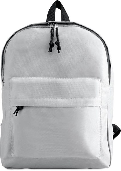 Obrázky: Bílý polyesterový batoh s vnější kapsou
