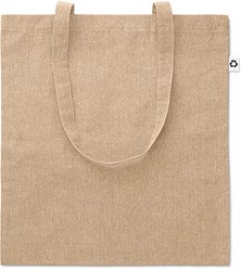 Obrázky: Béžová melírovaná nákupní taška s dlouhými uchy, 140g/m2