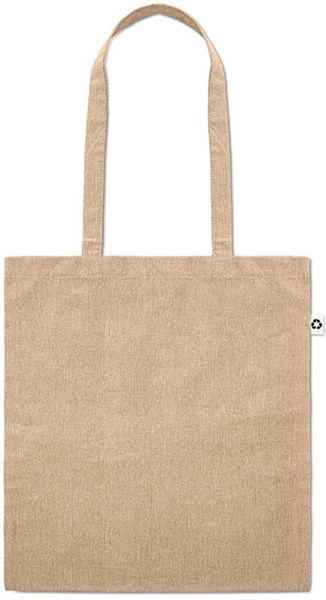 Obrázky: Béžová melírovaná nákupní taška s dlouhými uchy, 140g/m2, Obrázek 2