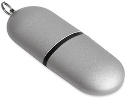 Obrázky: Infocap stříbrný oválný USB flash disk s očkem,2GB