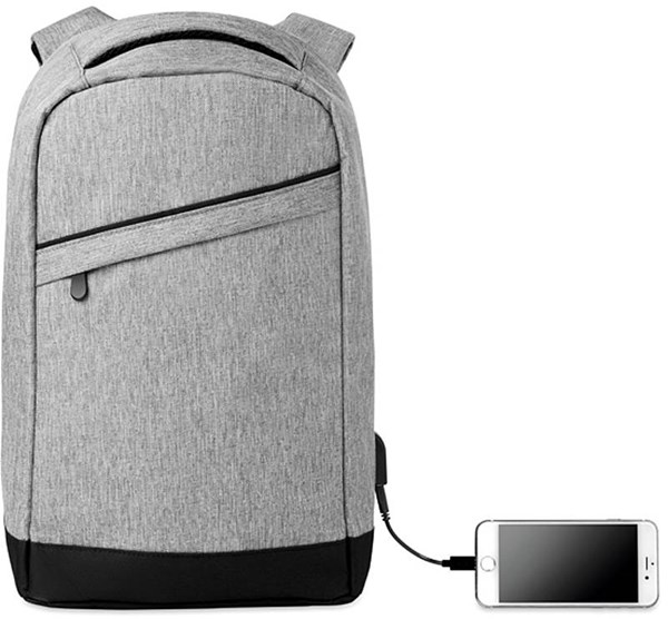 Obrázky: Elegantní šedý batoh s USB nabíjecím kabelem, Obrázek 7
