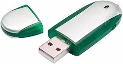 Obrázky: Memory stříbrno-zelený USB flash disk, krytka  8GB