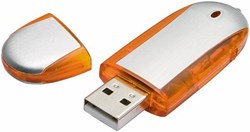 Obrázky: Memory stříbrno-oranžový USB flash disk,krytka16GB