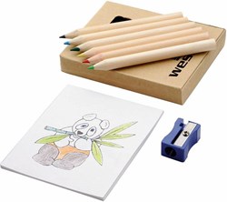 Zobrazit detaily pro Sada 6 dřevěných pastelek, ořezávátko a omalovánky Obrázky: Sada 6 dřevěných pastelek, ořezávátko a omalovánky