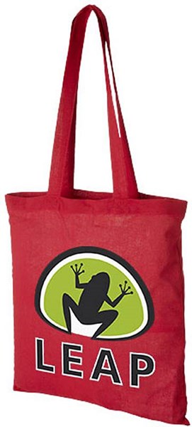 Obrázky: Červená nákupní taška ze silné bavlny, 180g/m2, Obrázek 3