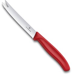 Obrázky: Červený nůž na sýr/uzeniny VICTORINOX,vlnk.ostří 11cm