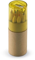 Zobrazit detaily pro Sada 12 pastelek v boxu se žlutým  ořezávátkem Obrázky: Sada 12 pastelek v boxu se žlutým  ořezávátkem