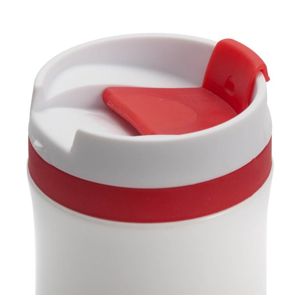 Obrázky: Bílý nerezový termohrnek 390 ml, červené doplňky, Obrázek 3