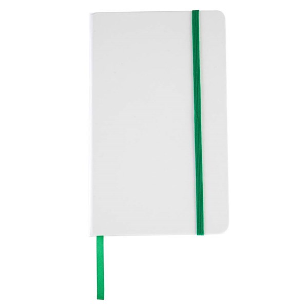 Obrázky: Bílý blok A5 se zelenou elastickou páskou, linky, Obrázek 4