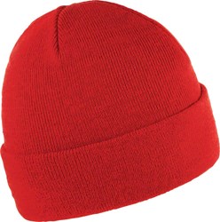 Obrázky: Zimní dvojvrstvá akrylová pletená čepice s lemem červená