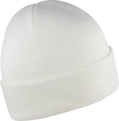 Obrázky: Zimní dvojvrstvá akrylová pletená čepice s lemem bílá