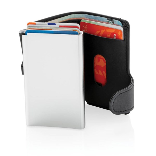 Obrázky: Hliníkové RFID pouzdro na karty s peněženkou,černá, Obrázek 3