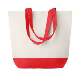 Obrázky: Plátěná plážová taška s červenými detaily