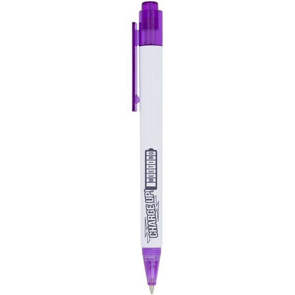 Obrázky: Bílé kuličkové pero s fialovým klipem a špičkou, Obrázek 4