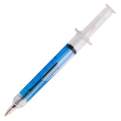 Obrázky: Kuličkové pero ve tvaru injekční stříkačky, modré