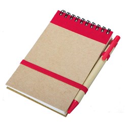 Obrázky: Červený kroužkový zápisník s perem, čisté strany