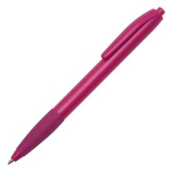 Obrázky: Růžové plast. kuličkové pero s pryžovým úchopem