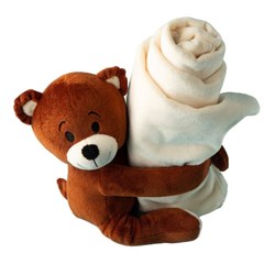 Zobrazit detaily pro Jemná přírodní deka s plyšovým medvědem Obrázky: Jemná přírodní deka s plyšovým medvědem