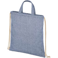 Obrázky: Modrá taška/batoh z recykl. bavlny , 210g