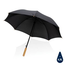Obrázky: Černý rPET automatický deštník, madlo bambus