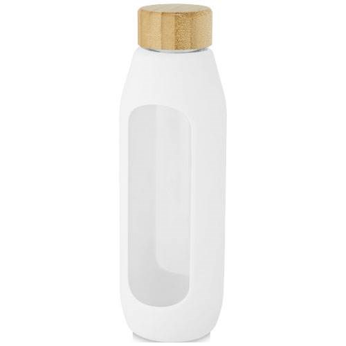 Obrázky: Skleněná láhev 600 ml se silikon. obalem, bílá, Obrázek 3